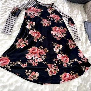 Mixed Print MIDI Dress